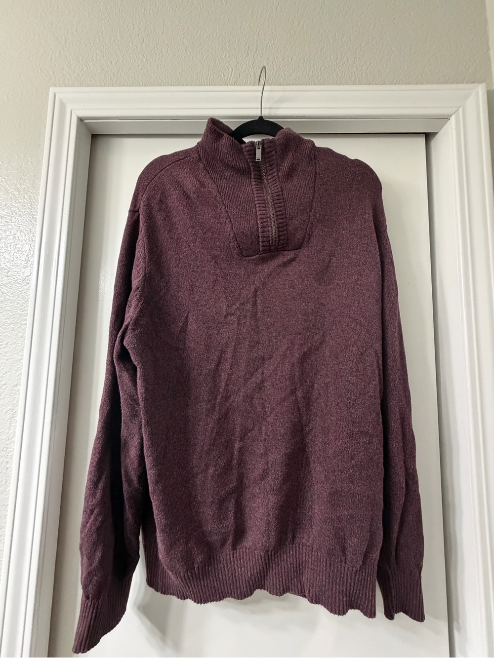 Calvin Klein Jeans Men's Zip Mock Neck Sweater in Wine
